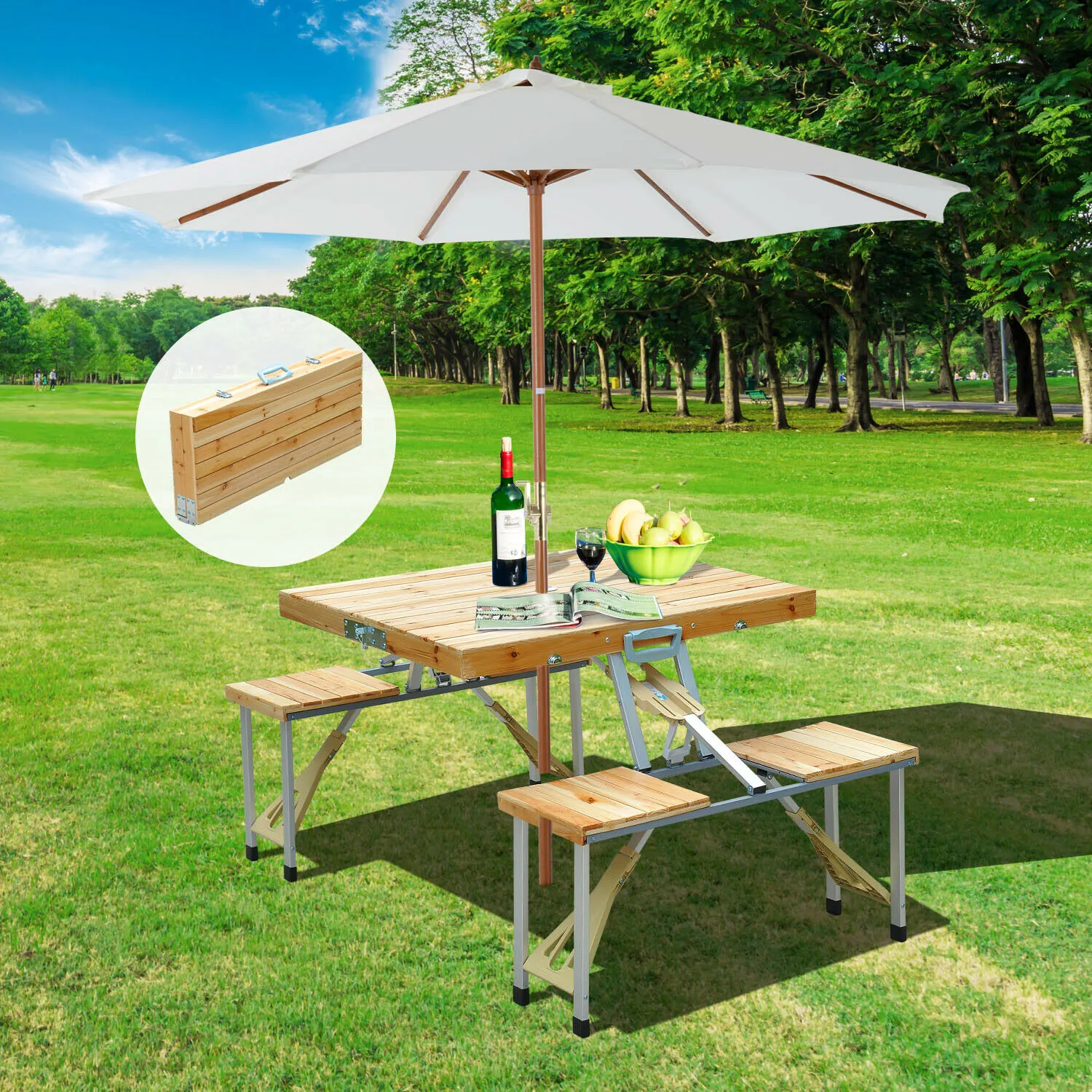 Camping table 2025 with bench seats