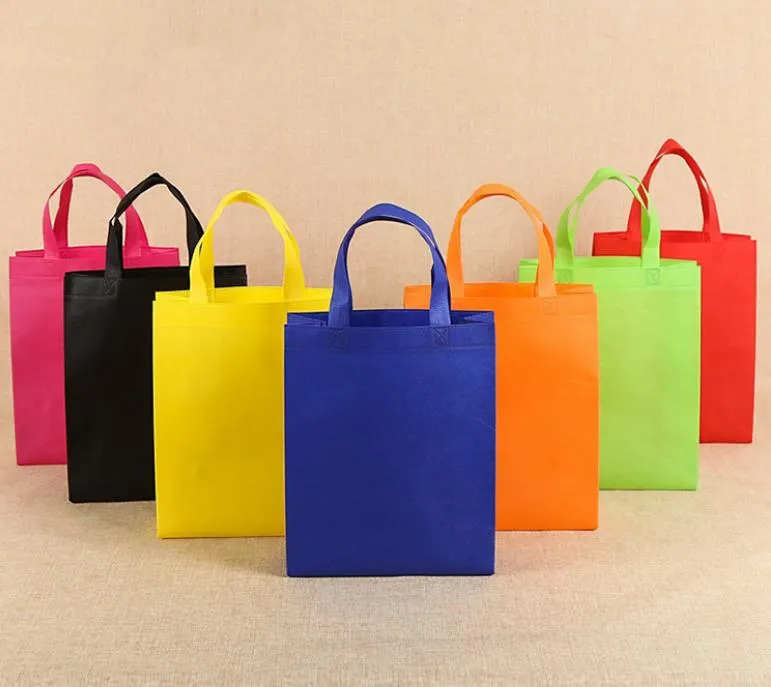 New colorful folding Bag Non-woven fabric Foldable Shopping Bags Reusable Eco-Friendly folding Bag Shopping Bags new Ladies Storage Bags SN