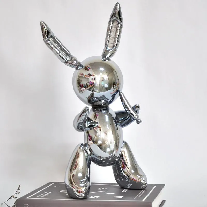 Scultura di coniglio a palloncino da 35 cm Decorazione della casa Arte e artigianato Decorazione del giardino Statua creativa Ornamento del soggiorno Figurina decorativa