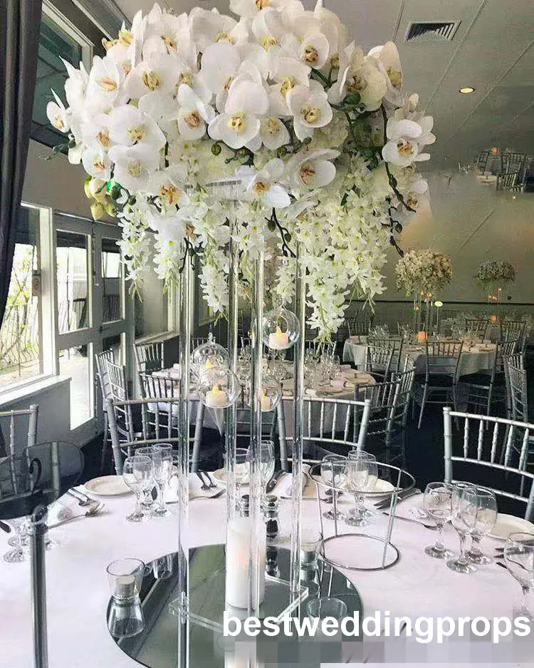 Uitstekende handgemaakte bruiloft decoratie kristal gangpijler voor decoratie, kristal acryl Romeinse kolom, tafel bruiloft centerpiece beste01200