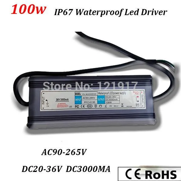 Pilote à courant constant 100w pour puce LED 100w, étanche IP67, garantie de 3 ans CE ROHS, livraison gratuite