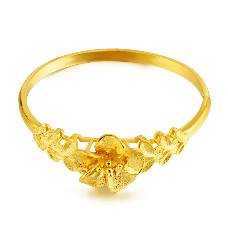 Flower Blossom 18K Yellow Gold Filled Womens Adjustable Bangle