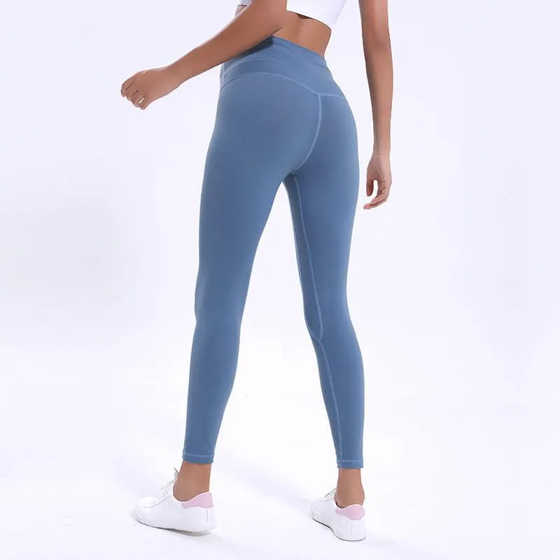 LU-32 Leggings sportivi a vita alta per il fitness da yoga comodi da donna classici, pantaloni elasticizzati per la corsa all'aperto da donna