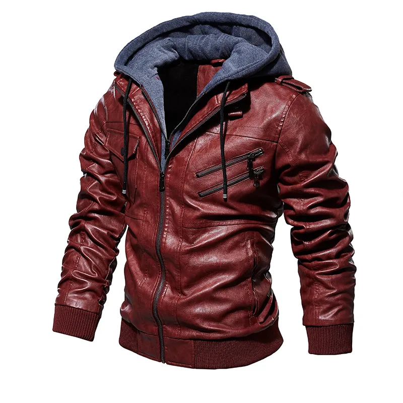 YFWOKSL CSCDD Autumn Winter Fleece Men's Motorcycle Leather