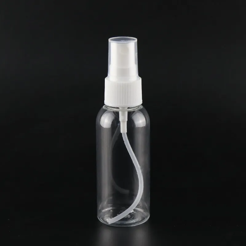 1000pcs / lot 50ml PET bouteilles vides de pulvérisation de brume bouteille d'atomiseur de parfum en plastique rechargeable pour l'emballage cosmétique de voyage