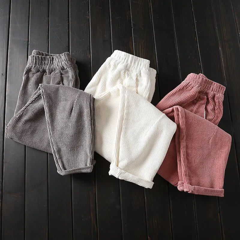 Pantalon Fille Velours Côtelé Marron - Taille élastique 5-6 Ans - Automne Hiver - Poches Pratiques