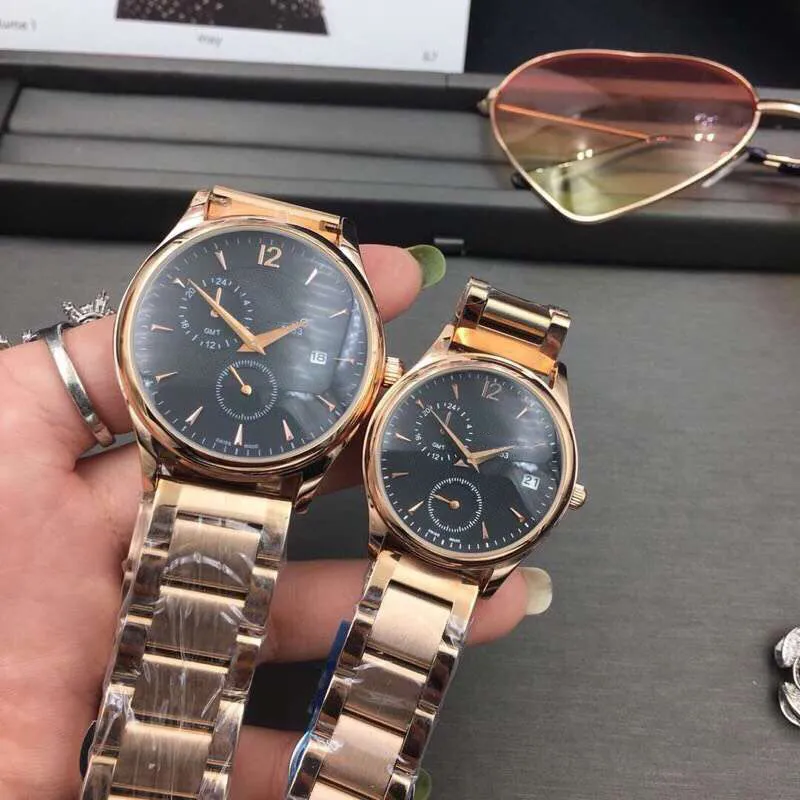 Liefhebbers 'Top Merk Mannen Vrouwen Horloges Rose Gold Full Rvs Band Alle wijzerplaten Werk Luxe Polshorloge voor Dames Heren Valentijnsdag Huidige Moederdag Gift