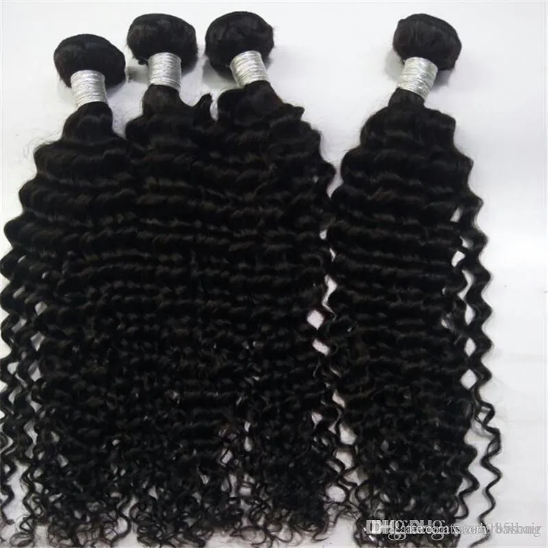 12-28Inches 300GR Deep Wave Human Hair Weaves Full Head Brasiliansk hår Naturlig färg 1B 50gr Piece 6 Pieces Lot Gratis frakt