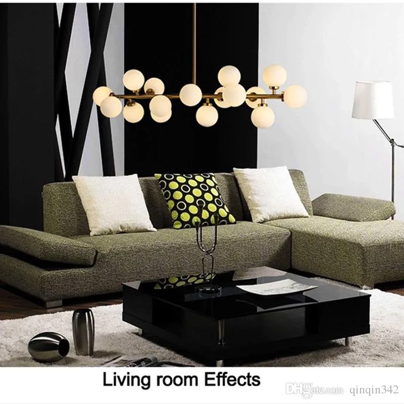 Moden art pendant light gold/black magic bean led lamp living dining room shop led striplight glass pendant lamp fixtures