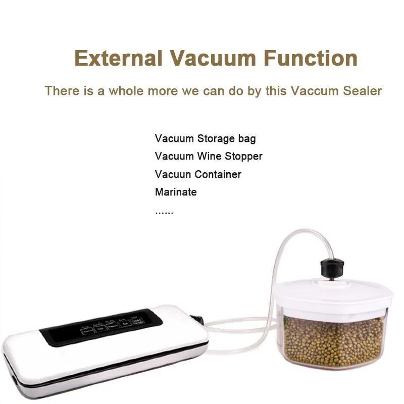 Multifunctional 220V110V Household Food Vacuum Sealer Packaging Machine Film Sealer Vacuum Packer Including 10Pcs Bags (-)