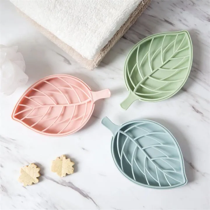 Leaf shape soap holder Non slip soap box Toilet shower tray draining rack bathroom gadgets soap dish tray holder