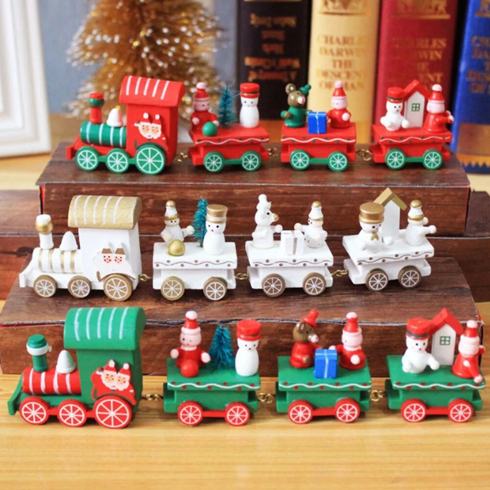 Coffret de décoration,Petit Train en bois,décorations de noël pour la