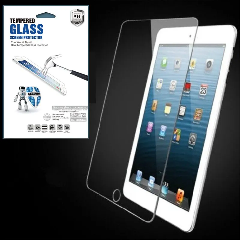 9h حامي الشاشة الزجاج المقسى ل iPad mini 6 5 4 3 2 1 في ورق التجزئة حزمة 100pcs / lot