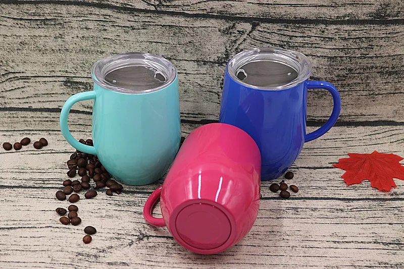 Tasse à œufs de 12OZ, verres à vin, gobelet à vin avec poignée, Double paroi en acier inoxydable, tasses isolées sous vide, tasse à café