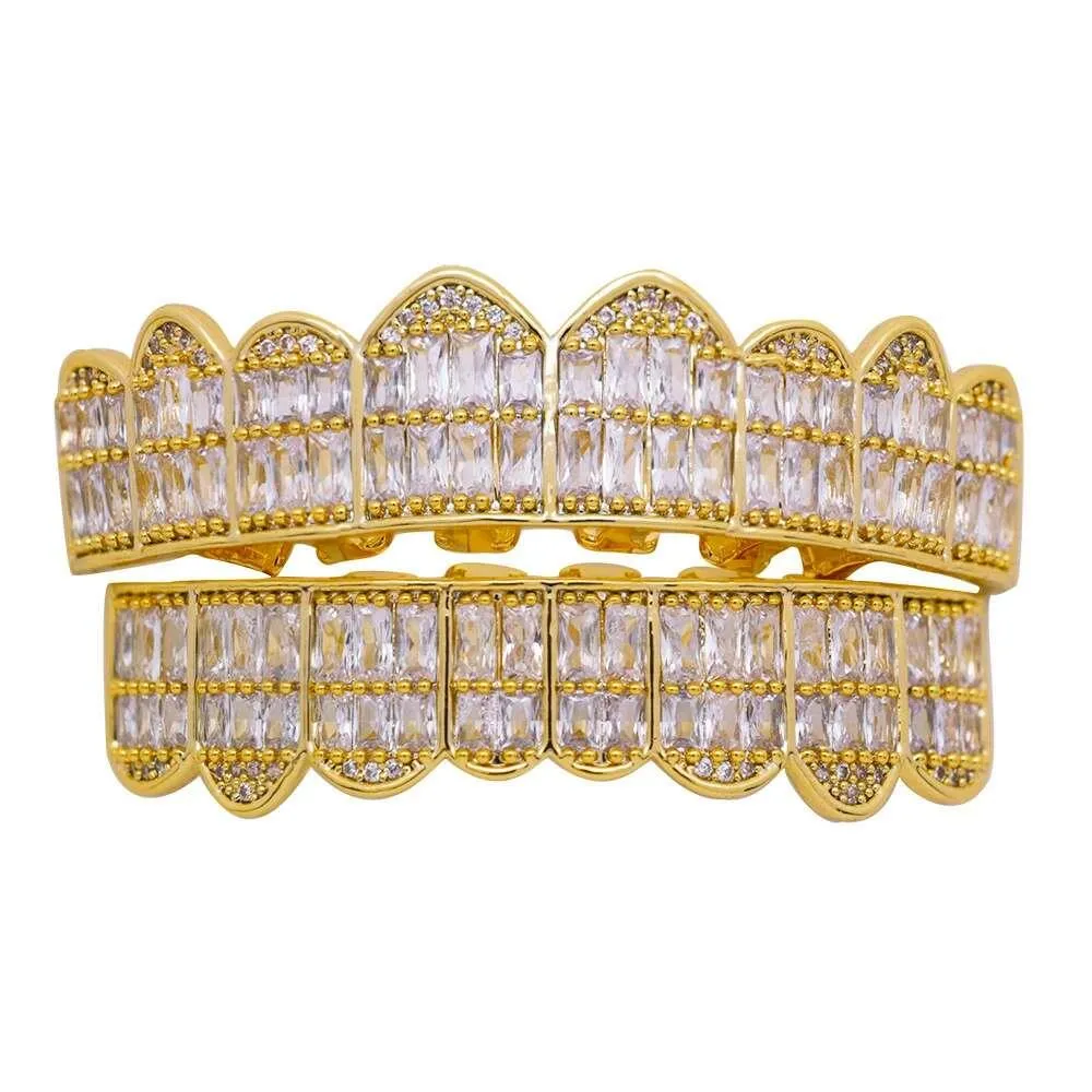 Hip hop grillz for men women diamonds dental grills 18k gold plated fashion gold silver crystal teeth jewelry