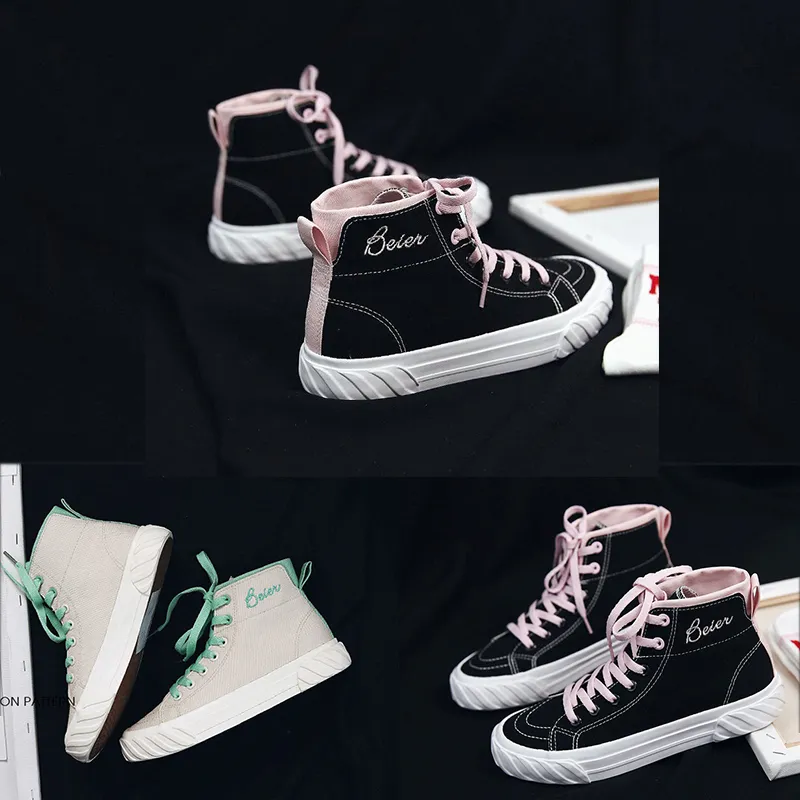 YUL Canvas Designer Skor Kvinnor Hög Hjälp Studenter Koreansk version av 2019 Vårmodell Ulzzang New Fashion Casual Shoes