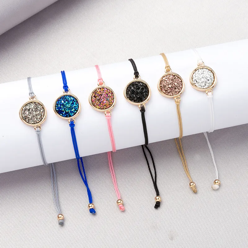 Mode Druzy Charm Armbanden voor Vrouwen Genezing Crystal Steen String Touw Kettingen Warp Bangle Vrouwelijke DIY Sieraden Gift