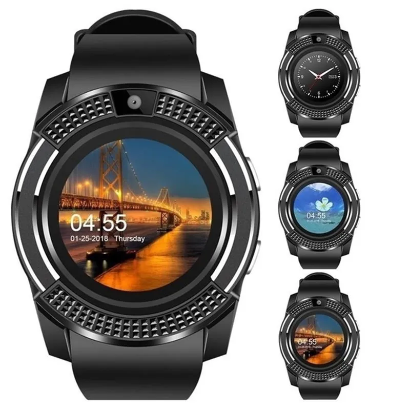 V8 GPS Smart Watch Bluetooth Touch Screen Smart relógio de pulso com câmera SIM SLOT SLOT à prova d 'água bracelete inteligente para iphone android