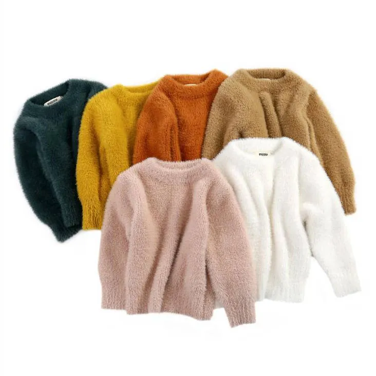 Vestiti invernali per bambini Ragazze Cappotto in pile di pelliccia Maglioni Ragazzi Pullover Cardigan Moda Capispalla Capispalla per bambini Maglione a maniche lunghe per bambini Top D6286