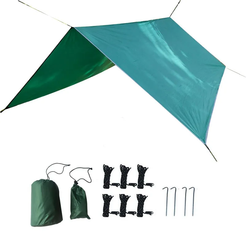 Camping Hammocks Sunshade Waterproof Rain Proof Outdoors Tent Ultra Light Portable Super Large Military Green Sky Curtain 72 3jq p1