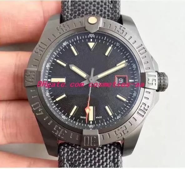 2019高級時計腕時計V1731110 44mmメンズウォッチファッションウォッチ自動メカニカルブラックダイヤルナイロンストラップ