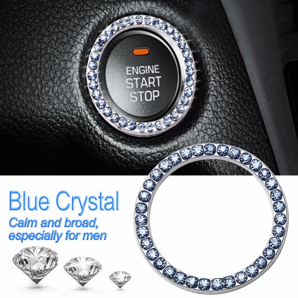 2x Atuto Interior Decorations 40mm/1.57 "Auto Car Bling Decoratieve accessoires Automobielen Start Switch -knop Diamant Rhinestone Ring Circle Trim