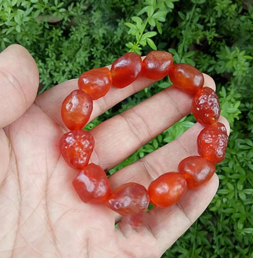 preço de fábrica natural especial Alxa passas de ágata cereja áspera marrom ágata açúcar pulseira atacado