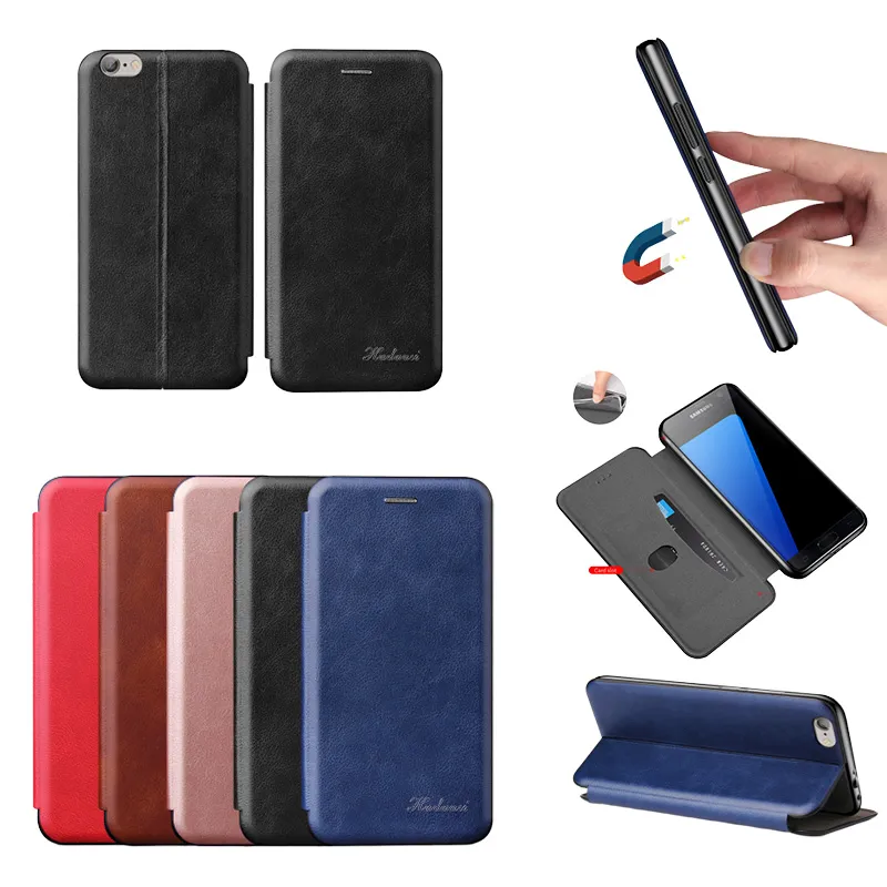 For iPhone 6S 8 Plus XS Max XR 2019 Case Leather Magnetic PU Wallet Flip Case for With Stand Card Slot for S8