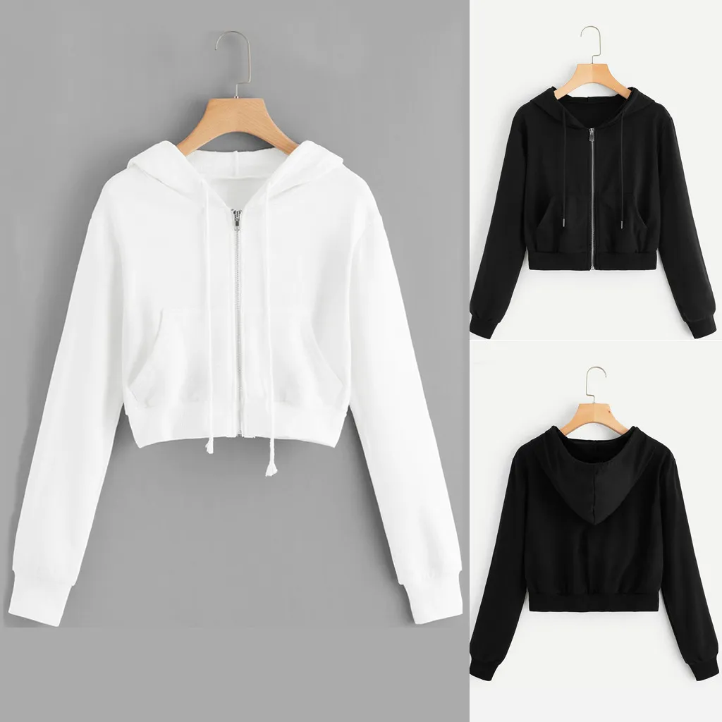 Women Casual Solid Long Sleeve Zipper Pocket Shirt Hooded Sweatshirt Tops Sportswear Fashion Patchwork Pullovers Hooded HX0729