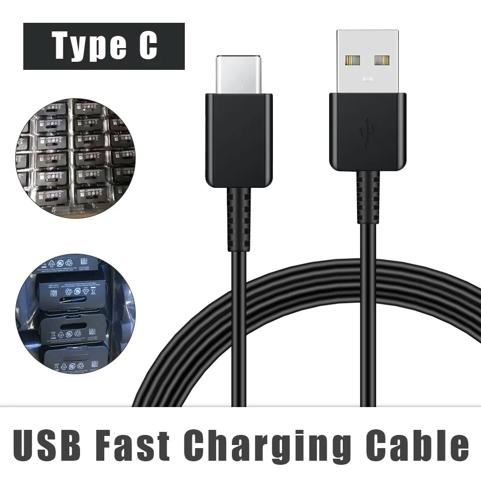 TYPE C KABEL OPMERKING 10 S10 USB -laadkabelsnoeren 1,2 m 4ft snelle laderkabel 2a voor Samsung S10 Plus Opmerking 9 Note10 Pro S8 Huawei P30 Pro met papieren slot in OPP -tas