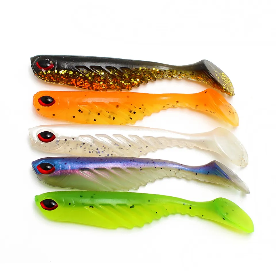 New Rubber Shad Worms Soft Baits 7cm 2.9g 3D Eyes Realistic Ribbed Body  Slightest Swing Tail Fishing Lure From 0,96 €