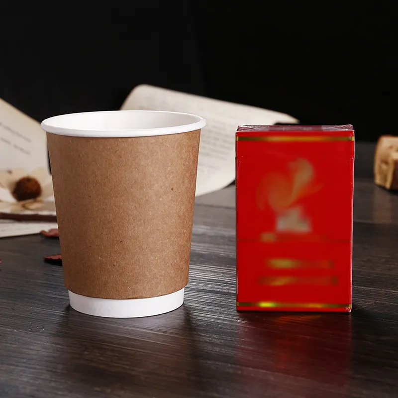 Disposable Takeaway Packing Paper Cups Double Deck Heat Insulation Milk Tea Coffee Kraft Papers Opening Ceremony Cup 0 39by L1