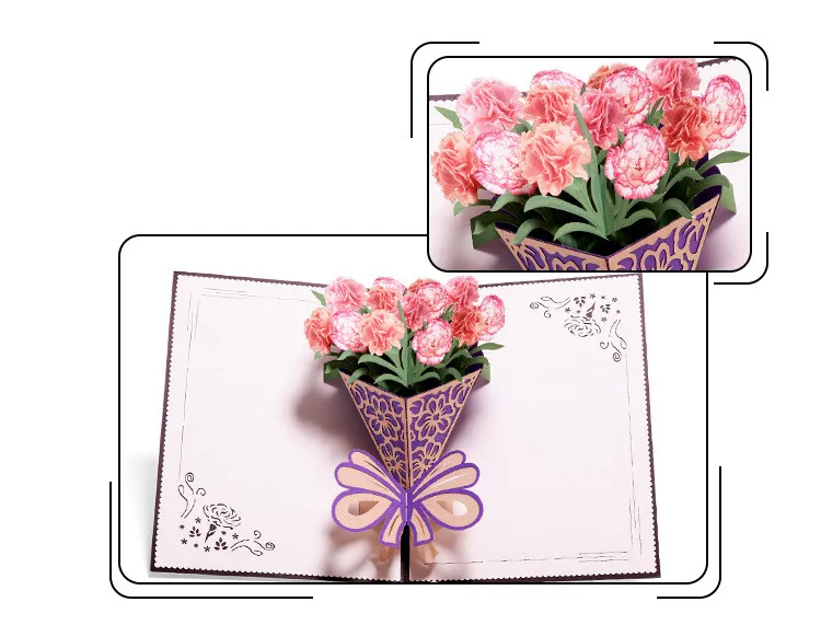 GREETING ART Biglietto pop-up con fiori, biglietto di auguri pop-up per fidanzata, moglie e madre, biglietto di auguri popup per San Valentino, matrimonio, festa della mamma, grazie (tulipano rosa
