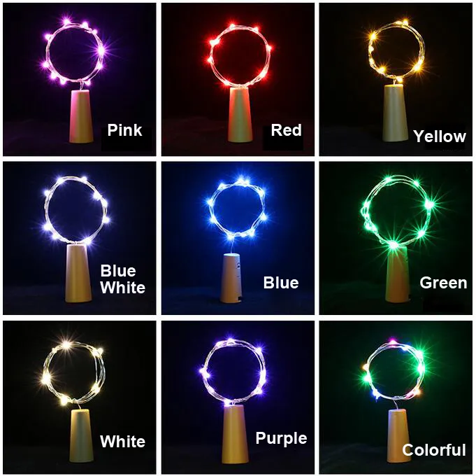 Nouveau 1M 10LED 2M 20LED lampe bouchon de bouteille en forme de liège lumière verre vin LED fil de cuivre guirlande lumineuse pour fête de noël mariage