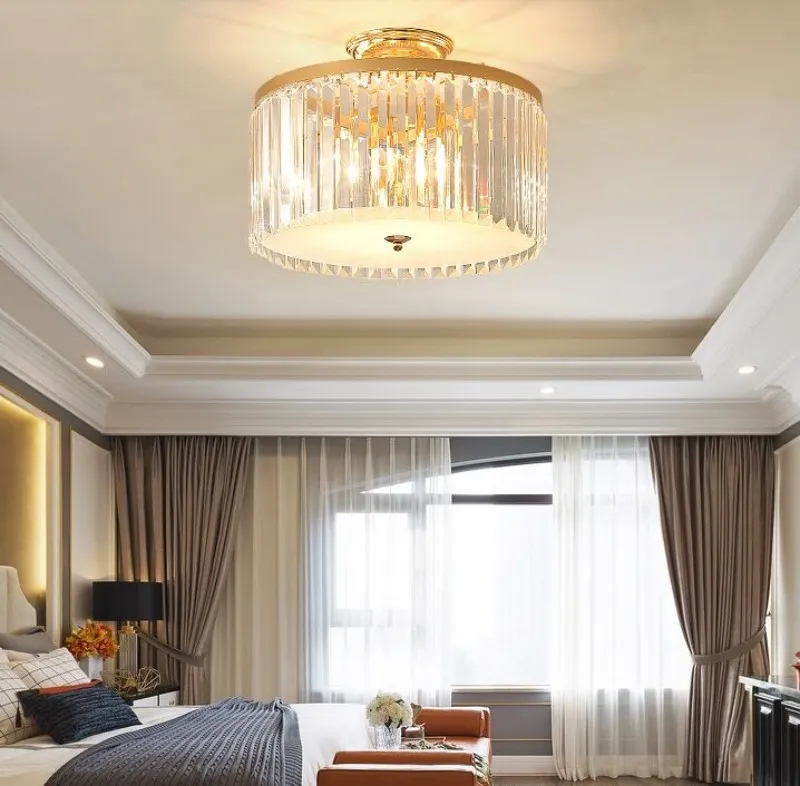 Nouveau design lustre de plafond en cristal moderne éclairage or lustres en cristal de luxe lumière led plafonnier pour balcon MYY