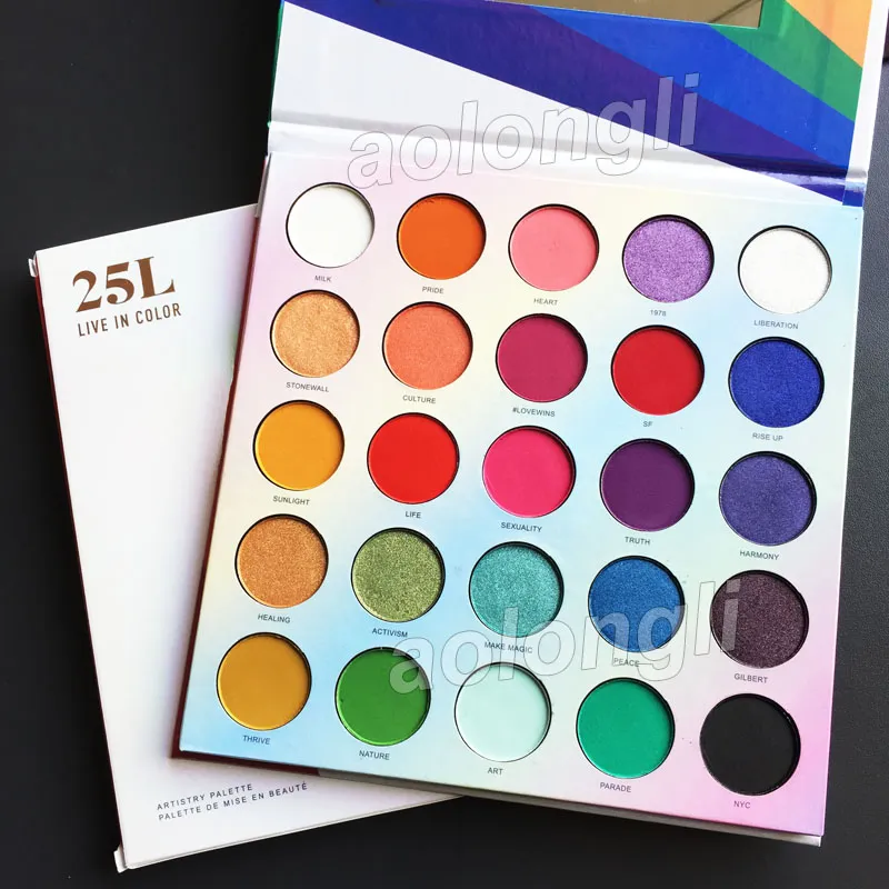 Make-up 25L Live In Color Eyeshadow Palette 25 kleuren oogschaduw Make Life Kleurrijk palet Shimmer Matte oogschaduw Schoonheid Cosmetica gratis DHL