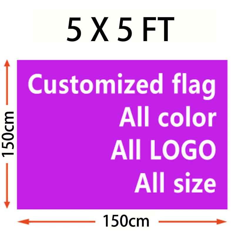 Custom Made Flag 150 * 150cm (5ft * ft) Storlek Polyester Flag Banner Home Garden Flag Festliga gåvor