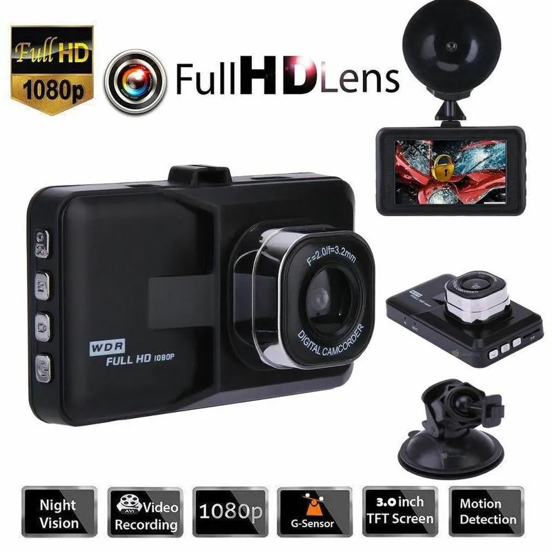 3 inç Full HD 1080 P Araba Sürüş Kaydedici Araç Kamera DVR EDR Dashcam Hareket Algılama Gece Görüş G Sensörü