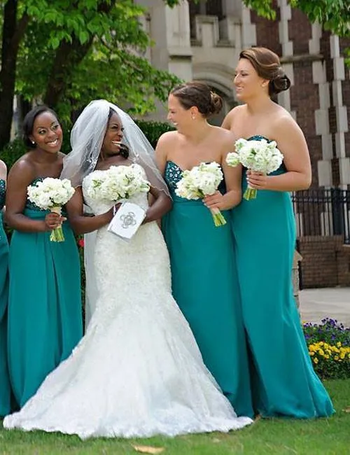 Bohemian Spring Party Mismatched Green Bridesmaid Dresses Vintage Teal Rustic Sweetheart Rhinestone Chiffon Floor Length Affordable Online From Bridalstore 62.51 DHgate.Com