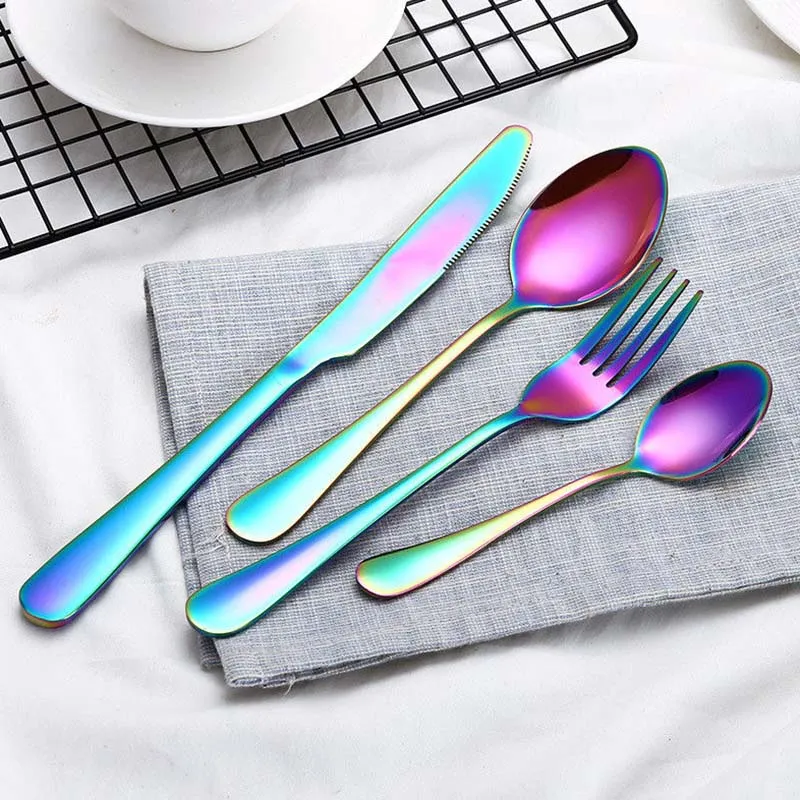 4pcs/set stainless steel fork spoon knife Dinnerware Sets western food spoon steak knife tableware home Restaurant Dinnerware Sets