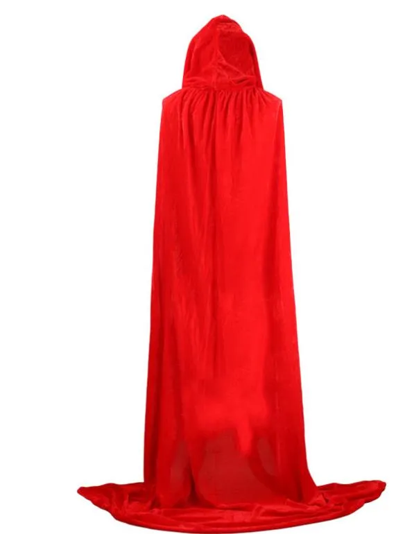 Cape à capuche en velours - Costume unisexe pleine longueur pour Halloween Noël Cosplay Plus311x