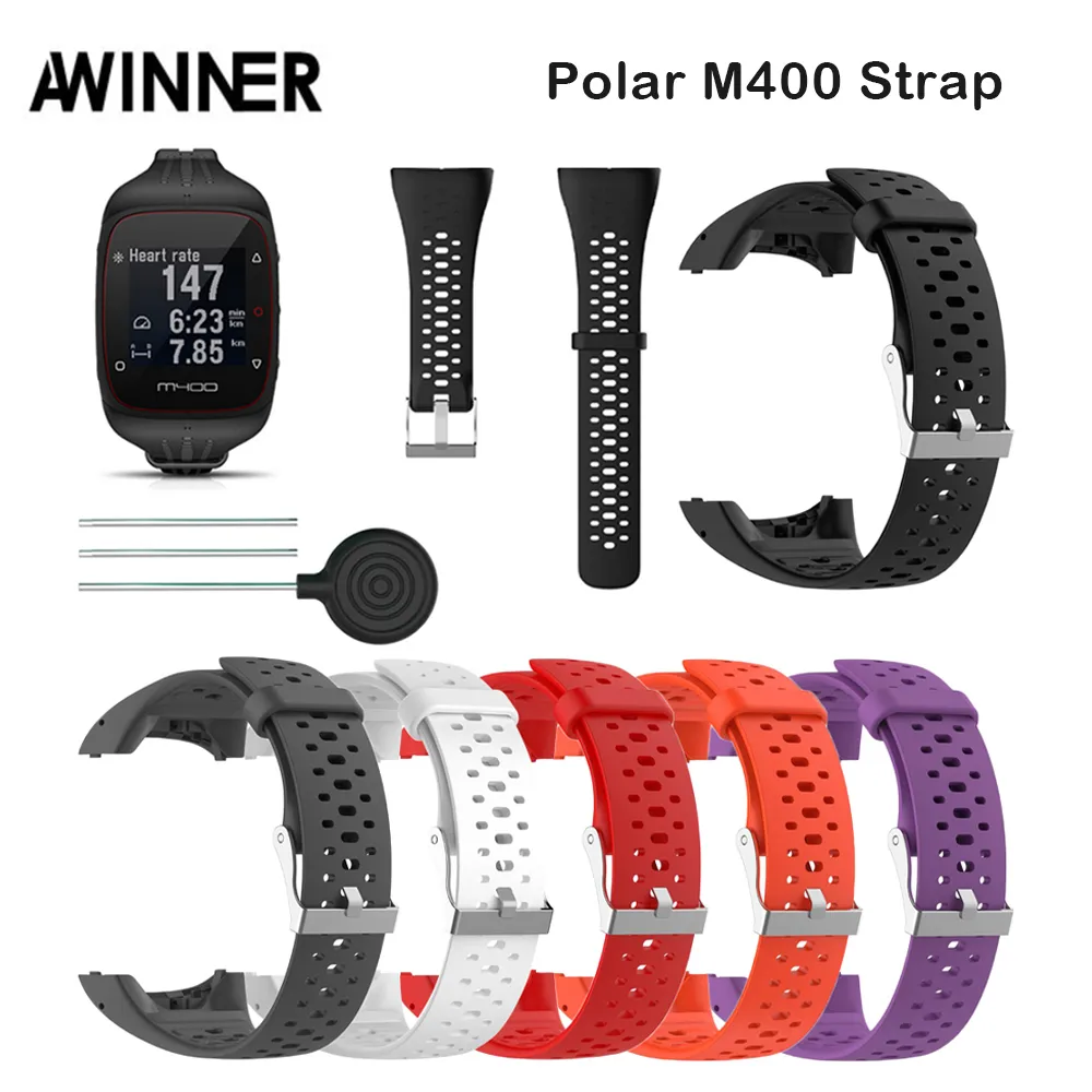 Bracelet en Silicone Bracelet pour Polar M400 M430 GPS sport montre intelligente remplacement Bracelet de montre Bracelet Bracelet de montre noir