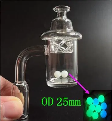 Hot 4mm Quartz Banger Nail avec Spinning Cyclone Carb Cap Glow in the Dark Luminous Quartz Terp Pearls Dab Tool pour Glass Bong