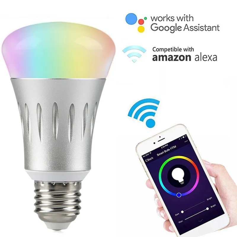 Edison2011スマートLED電球スマートフォンアプリ制御調光可能な色とりどりの7W E27 WiFi電球はAlexa Voice Controlとの作品