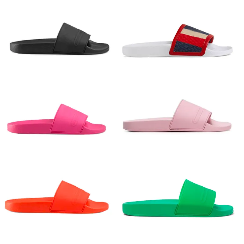 2019 Fashummen Gummi Slides Sandaler för män Kvinnor Designer Flip Flops Slipper Sommar Sandaler Rosa Svart Grön Ljus Färgglada Lithsome Slides