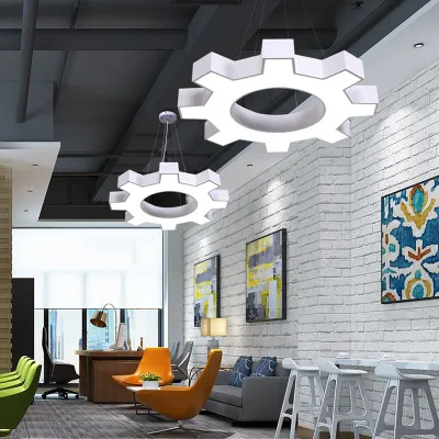 New Industrial style office chandelier led creative gear art lamp modern minimalist internet cafe gym iron lamp