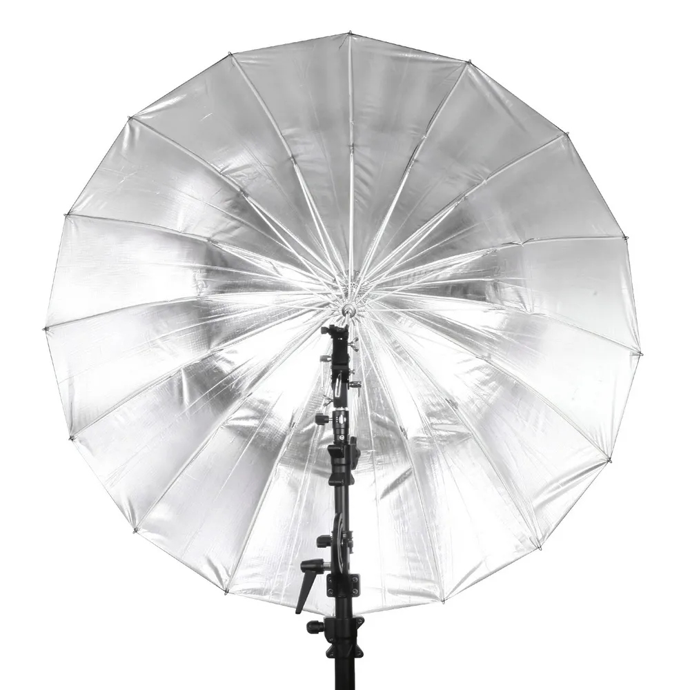 Envío gratuito S65 "165 cm Parabólico Paraguas reflectante profundo Color plateado para Speedlite Studio Flash Iluminación indirecta con bolsa de transporte