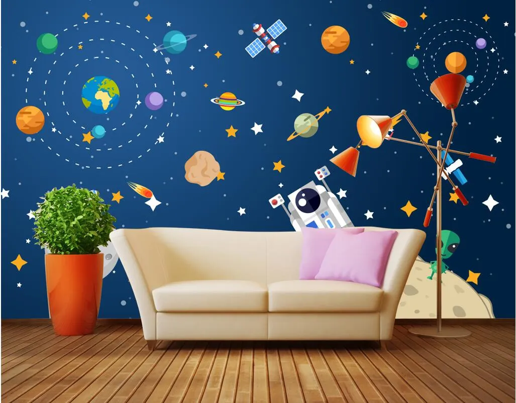 Economize muito em Papel De Parede Imagens 3D 3d Photo Wallpaper On The  Wall Custom Mural Hand Drawn Cartoon Cosmic Starry Spaceship Home Decor  Living ..., image size:1027x802