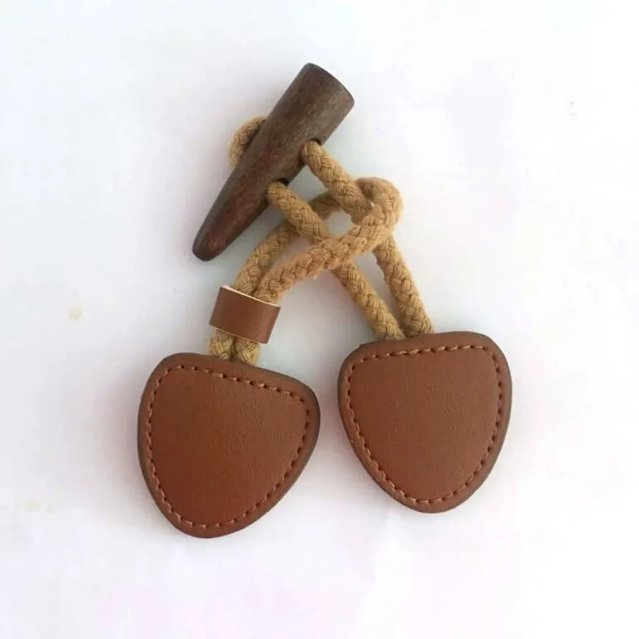 6 paires Vintage bois véritable cuir Duffle corne bouton à bascule pour artisanat veste manteau marron 15cm boutons combinés matériaux de couture