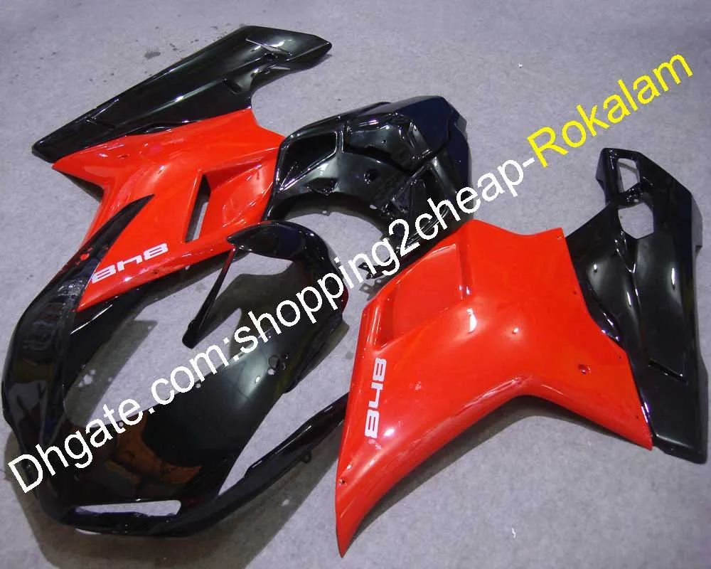 Pour Ducati 1098S 848 1198 Pièces de moto complètes 2007 2008 2009 2010 2011 Kit de carénage de moto rouge noir (moulage par injection)